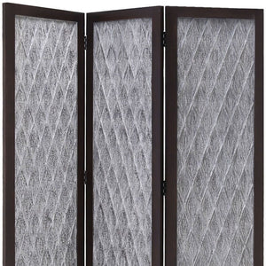 Homeroots 70" Brown Folding Three Panel Screen Room Divider  Wood 342749