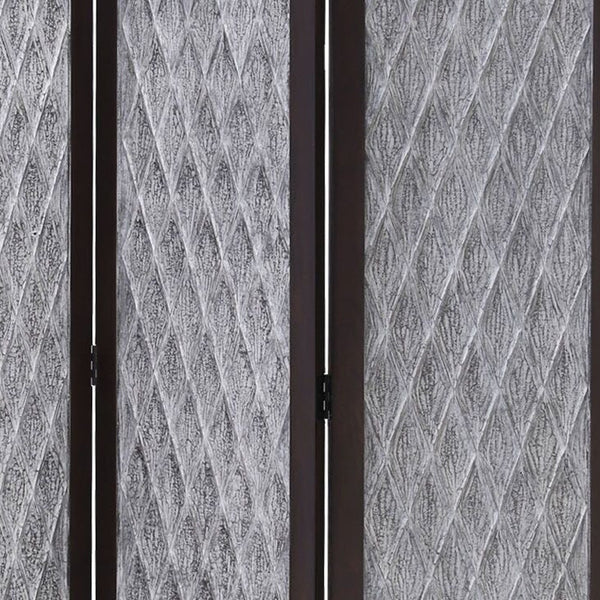 Homeroots 70" Brown Folding Three Panel Screen Room Divider  Wood 342749