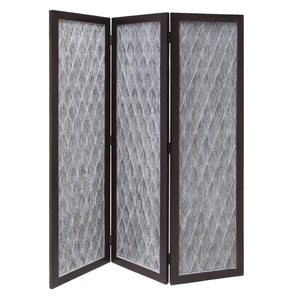 Homeroots 70" Brown Folding Three Panel Screen Room Divider  Wood 342749