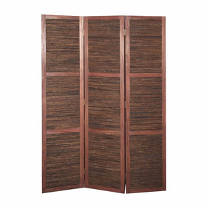 Homeroots 67" Brown Solid And Manufactured Wood Folding Three Panel Screen Room Divider   342750