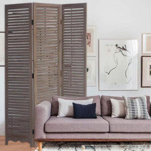 Homeroots 71" Brown Folding Three Panel Screen Room Divider  Wood 342751