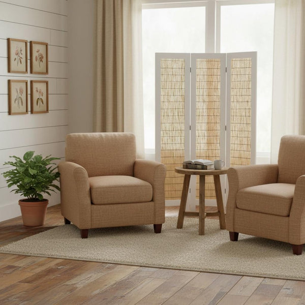 HomeRoots 67" Elegant White and Natural Three-Panel Folding Screen Divider for Stylish Home Privacy Solutions 342754
