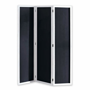Homeroots 67" Black And White Chalkboard Wood Folding Three Panel Screen Room Divider   342758