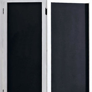 Homeroots 67" Black And White Chalkboard Wood Folding Three Panel Screen Room Divider   342758