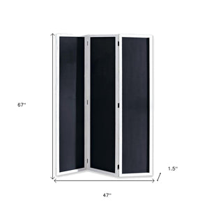 Homeroots 67" Black And White Chalkboard Wood Folding Three Panel Screen Room Divider   342758