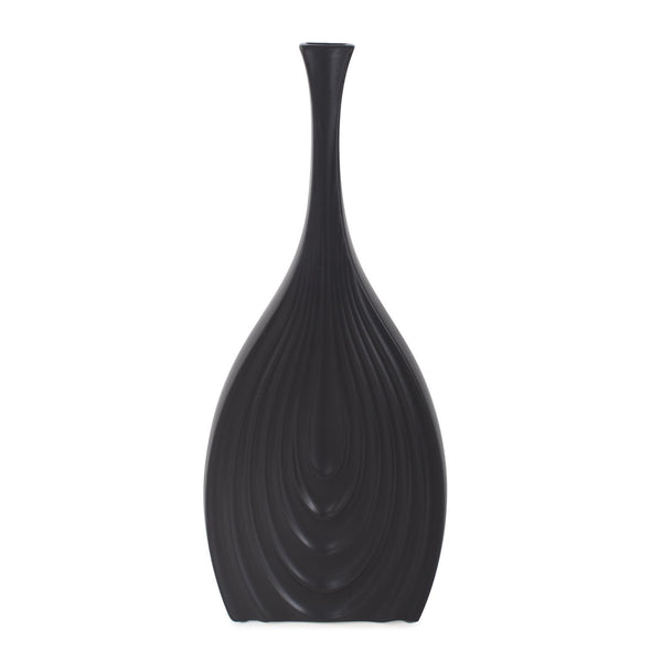 Howard Elliott Black Onion Tapered Vase - Unique Ribbed Design With Matte Finish For Elegant Home Décor Enhancement Black Ceramic 34276-howard-elliott