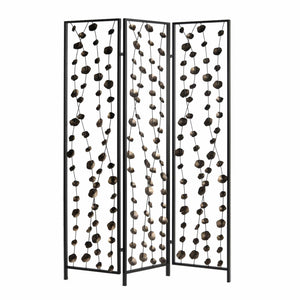 Homeroots 71" Gray Iron Folding Three Panel Screen Room Divider  Metal 342763