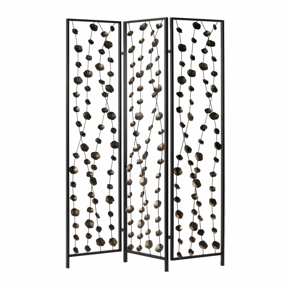 HomeRoots 71" Gray Iron Folding Room Divider - Stylish Three-Panel Screen for Privacy & Space Definition 342763