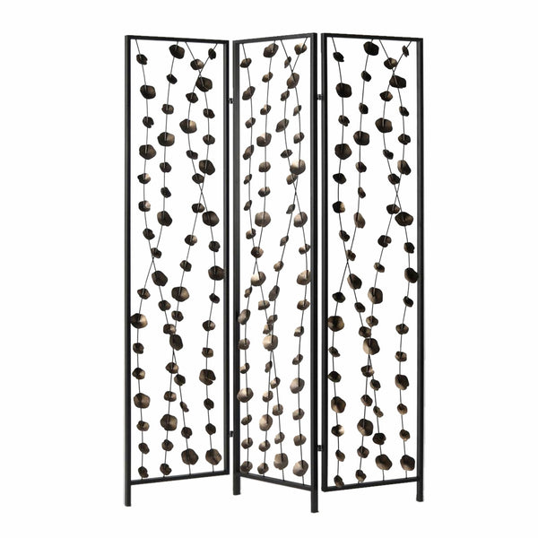 Homeroots 71" Gray Iron Folding Three Panel Screen Room Divider  Metal 342763