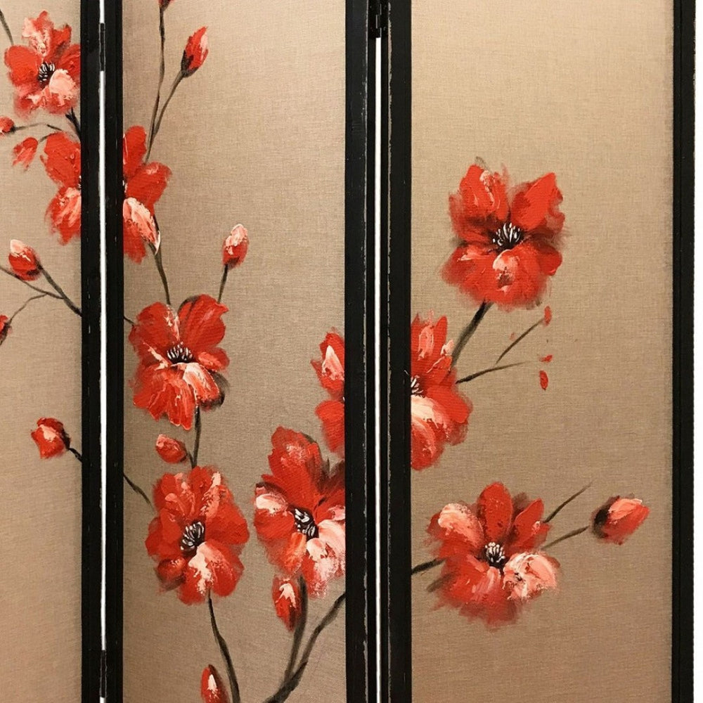 HomeRoots 63" Elegant Brown Fabric Folding Three-Panel Screen Divider for Privacy and Stylish Room Layouts 342765