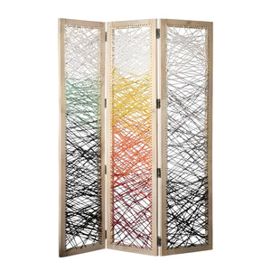 Homeroots 72" Natural Solid Wood Folding Three Panel Screen Room Divider   342767