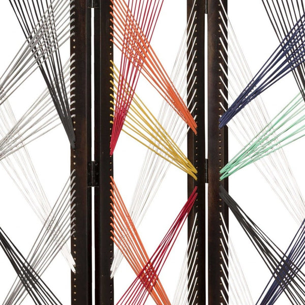 Homeroots 72" Black Fabric Folding Three Panel Screen Room Divider   342768