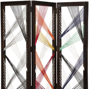 Homeroots 72" Black Fabric Folding Three Panel Screen Room Divider   342768