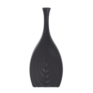 Howard Elliott Black Onion Tapered Vase - Unique Ribbed Design With Matte Finish For Elegant Home Décor Enhancement Black Ceramic 34277-howard-elliott