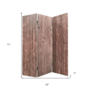 Homeroots 71" Brown Folding Three Panel Screen Room Divider  Wood 342771