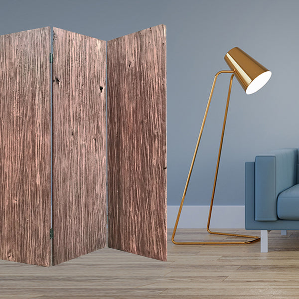 Homeroots 71" Brown Folding Three Panel Screen Room Divider  Wood 342771
