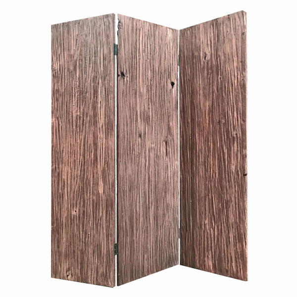 Homeroots 71" Brown Folding Three Panel Screen Room Divider  Wood 342771