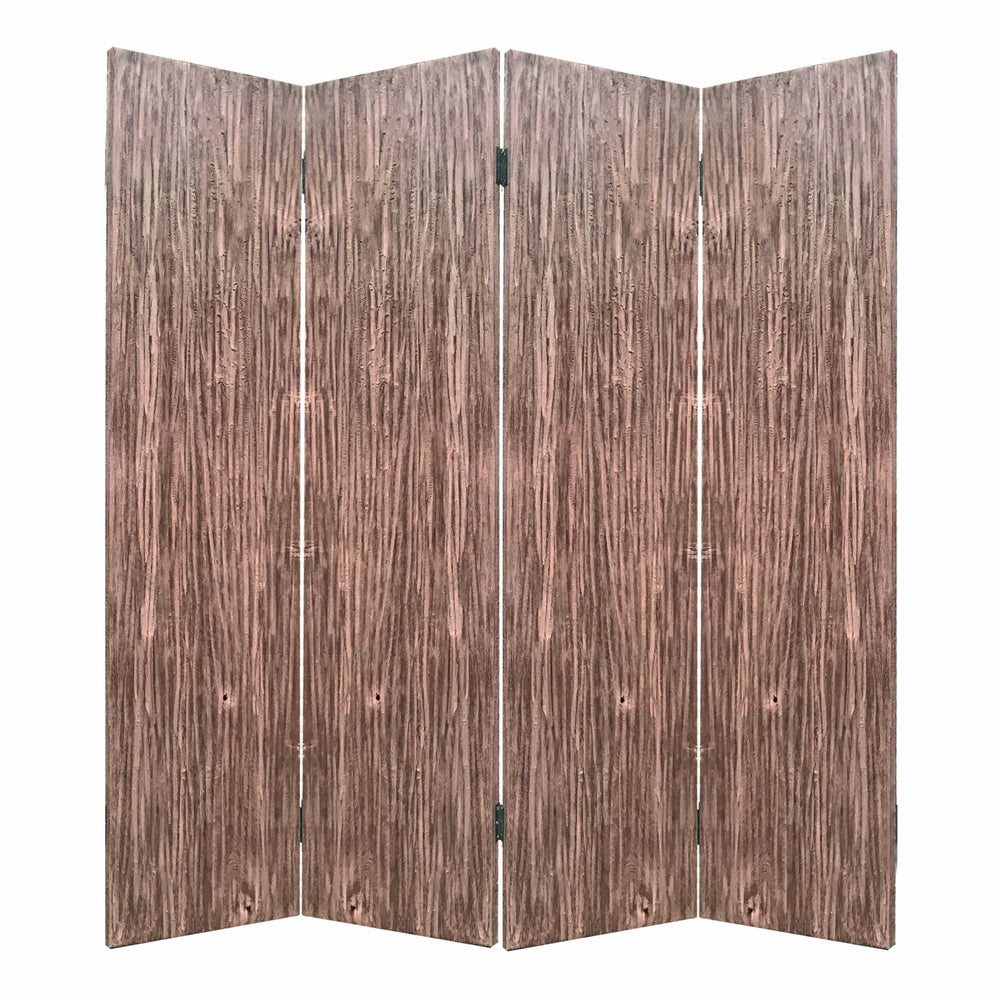 Homeroots 84" Brown Folding Four Panel Screen Room Divider  Wood 342772