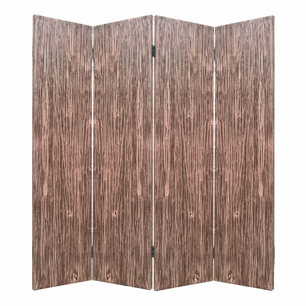 Homeroots 84" Brown Folding Four Panel Screen Room Divider  Wood 342772