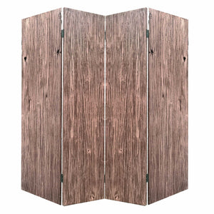 Homeroots 84" Brown Folding Four Panel Screen Room Divider  Wood 342772