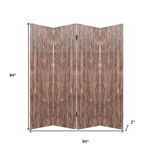 Homeroots 84" Brown Folding Four Panel Screen Room Divider  Wood 342772
