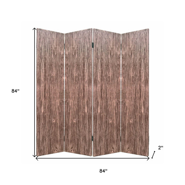 Homeroots 84" Brown Folding Four Panel Screen Room Divider  Wood 342772