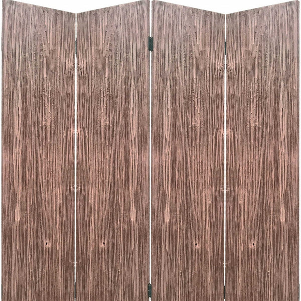Homeroots 84" Brown Folding Four Panel Screen Room Divider  Wood 342772