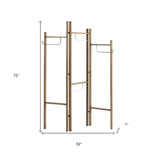 Homeroots 72" Brown Iron Folding Three Panel Screen Room Divider  Metal 342780