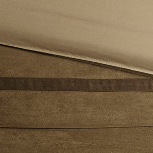 English Elm 7 Palmer Faux Suede 7-Piece Comforter Set Queen – Pieced Microsuede, Taupe & Brown, Embroidered Pillows Natural 18.7 L x 13.98 W x 11.61 H B03596908