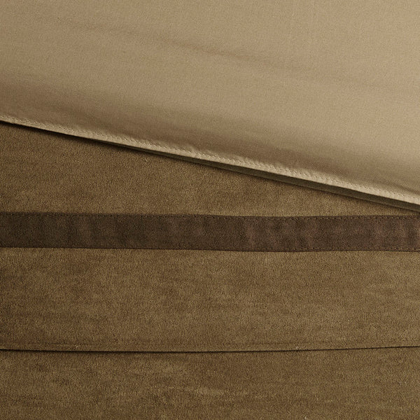 English Elm 7 Palmer Faux Suede 7-Piece Comforter Set Queen – Pieced Microsuede, Taupe & Brown, Embroidered Pillows Natural 18.7 L x 13.98 W x 11.61 H B03596908