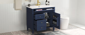 English Elm 36'' Modern Bathroom Vanity With Ceramic Top, 2 Drawers & Tip-Out Storage For Stylish Organization N710P230246C