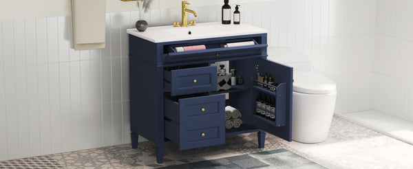 English Elm 36'' Modern Bathroom Vanity With Ceramic Top, 2 Drawers & Tip-Out Storage For Stylish Organization N710P230246C