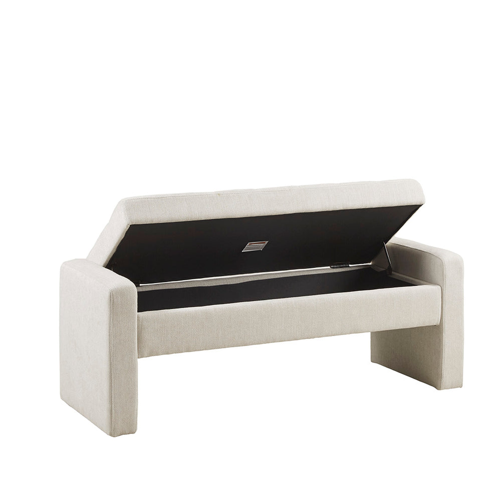 JLA Home Madison Park - Soft Close Storage Bench with Padded Seat, Soft-Close Lift Top, Hidden Storage & Neutral Upholstery FPF18-0524