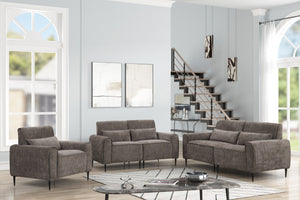 English Elm Rossa Chenille Upholstered Sofa Loveseat and Chair Set with Pocket Coil Cushions Gray B2749S00088