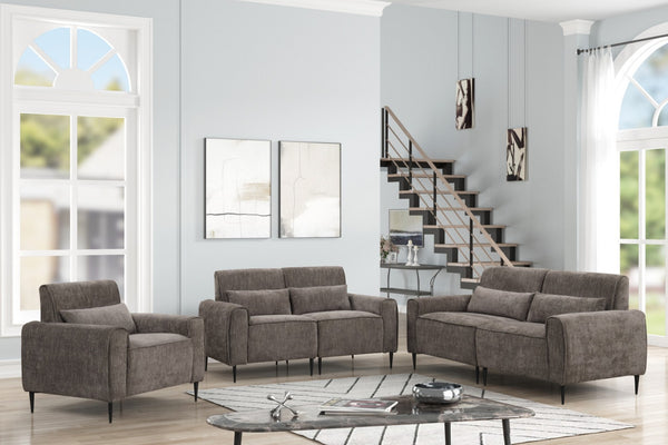 English Elm Rossa Chenille Upholstered Sofa Loveseat and Chair Set with Pocket Coil Cushions Gray B2749S00088