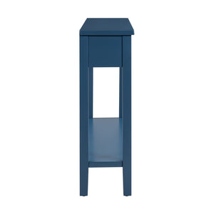 English Elm U_style Contemporary Console Table with 4 Drawers Pine Legs Open Shelf Foyer N711P218638V