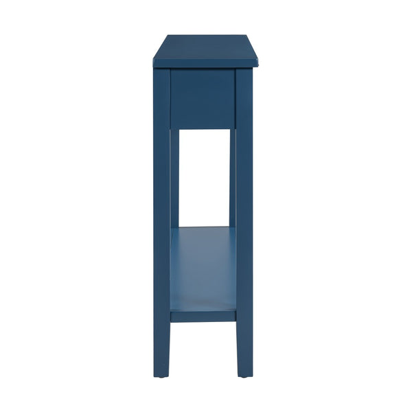 English Elm U_style Contemporary Console Table with 4 Drawers Pine Legs Open Shelf Foyer N711P218638V