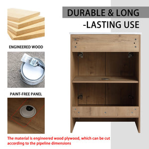 English Elm 60 Inch Freestanding Bathroom Vanity With Ceramic Sink, Soft-Close Doors & Ample Storage Solutions W999S00321