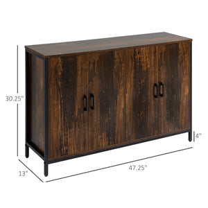 English Elm Homcom Rustic Industrial Sideboard Cabinet With Adjustable Shelves For Stylish Storage Solutions W2225P217382