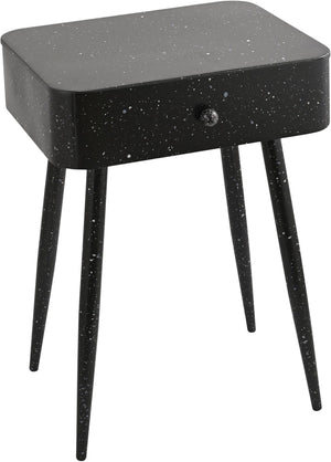 Meridian Furniture Rylan Iron Nightstand with Drawer and Terrazzo Finish for Modern Bedroom Bedside Storage Black 342Black