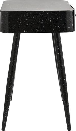 Meridian Furniture Rylan Iron Nightstand with Drawer and Terrazzo Finish for Modern Bedroom Bedside Storage Black 342Black