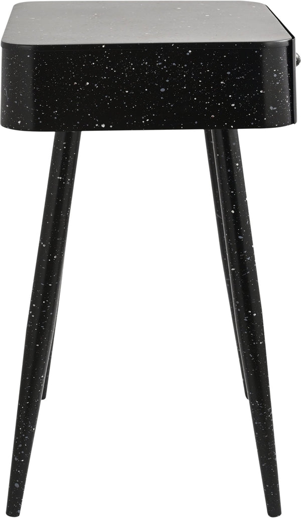 Meridian Furniture Rylan Iron Nightstand with Drawer and Terrazzo Finish for Modern Bedroom Bedside Storage Black 342Black