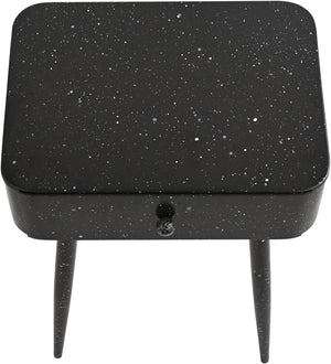 Meridian Furniture Rylan Iron Nightstand with Drawer and Terrazzo Finish for Modern Bedroom Bedside Storage Black 342Black