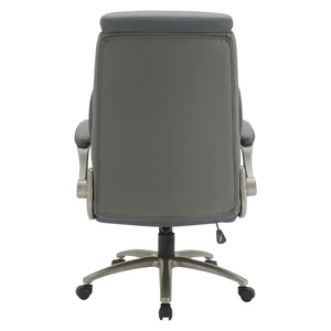 OSP Home Furnishings Big and Tall Ergonomic Office Chair with Lumbar Support Leather Seat 400 Lb Capacity Grey ECH14517BT-EC42