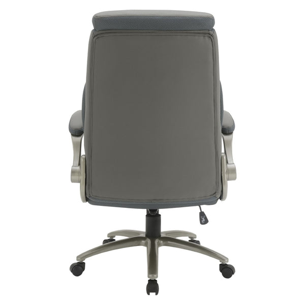 OSP Home Furnishings Big and Tall Ergonomic Office Chair with Lumbar Support Leather Seat 400 Lb Capacity Grey ECH14517BT-EC42
