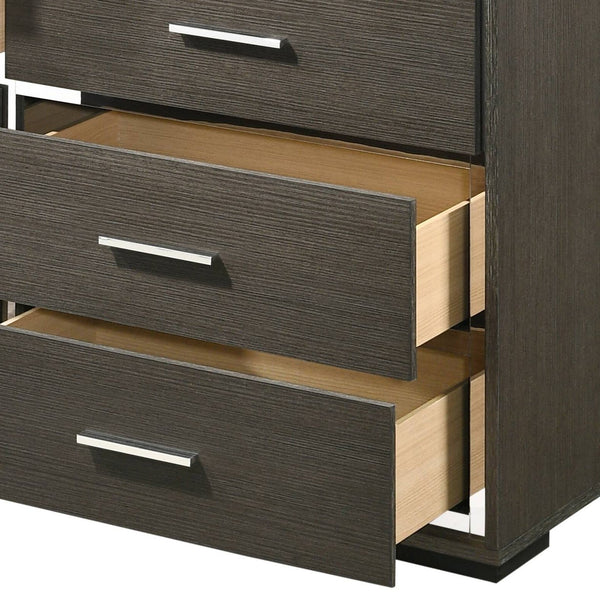 English Elm Escher Eight-Drawer Modern Oak-Style Dresser with Soft-Close Glides, Dovetail Construction, Dust-Proof Gray,Oak 60 L x 20 W x 44 H B2726P261877