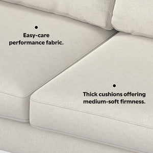 English Elm Ava 90" Mid-Century Sofa with Ottoman Set — Eco Performance Fabric, Feather-Top Cushions, Sturdy Frame Cream B136P199265