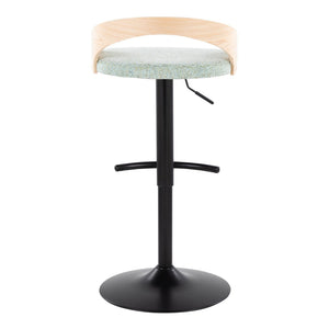 English Elm Contemporary Swivel Barstools Set of 2 with Green Fabric Black Metal and Wood Accents B202S00894