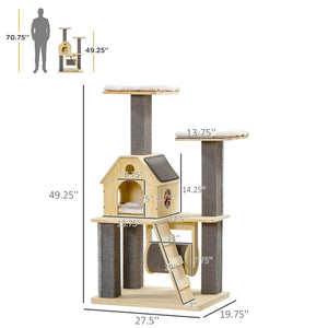 English Elm Pawhut Modern Cat Tower with Sisal Posts Cushioned Perches and Condo for Indoor Cats W2225P229277