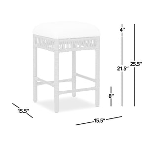 English Elm Jennifer Taylor Home - Lucia Handcrafted 25.5" Backless Boucle Counter Stool – Eco Resin Rattan Frame, Ivory White Comfort B2719P238395